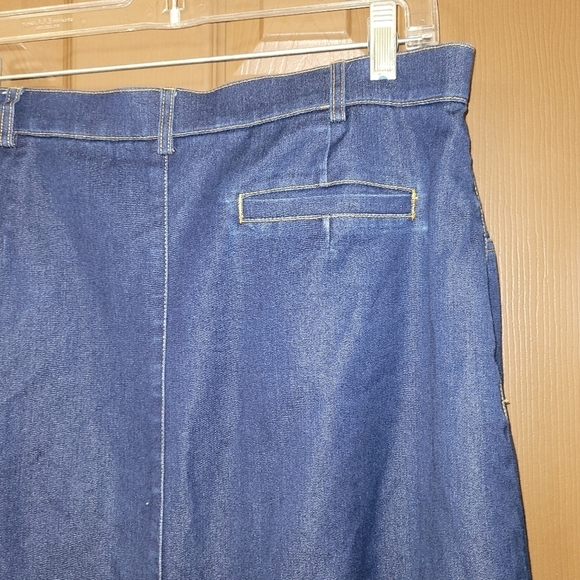 Vintage Haggar medium wash denim jean maxi skirt back slit petite - Picture 5 of 8